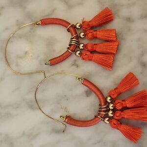 Elegant Pink Tassel Boho Hoop Earrings